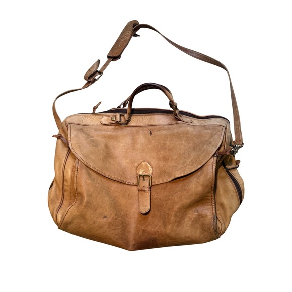 Brooks Brothers Vintage Tan Leather Messenger Bag Briefcase Satchel Brown